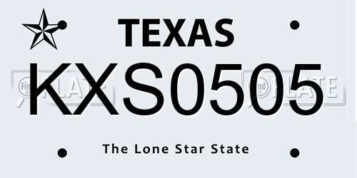 KXS0505 Texas License Plate
