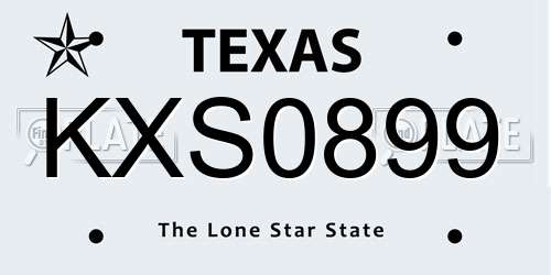 KXS0899 Texas License Plate