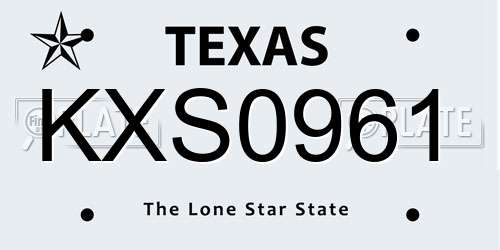 KXS0961 Texas License Plate