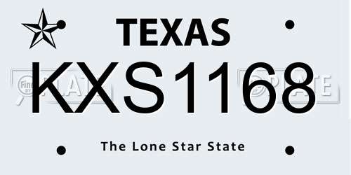 KXS1168 Texas License Plate