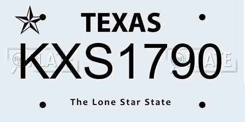 KXS1790 Texas License Plate