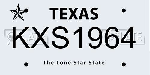 KXS1964 Texas License Plate