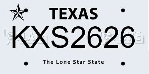 KXS2626 Texas License Plate