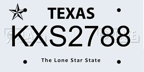 KXS2788 Texas License Plate
