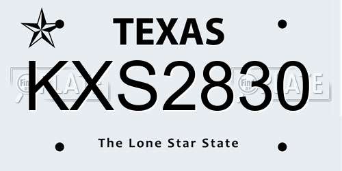 KXS2830 Texas License Plate