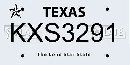 KXS3291 Texas License Plate