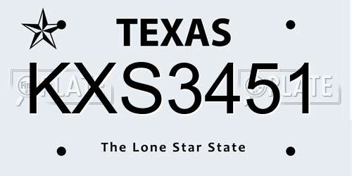 KXS3451 Texas License Plate