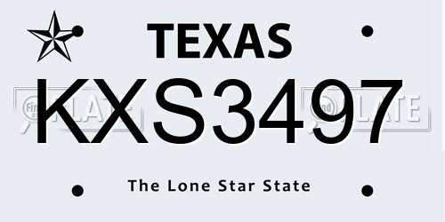 KXS3497 Texas License Plate