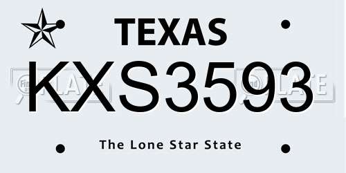 KXS3593 Texas License Plate
