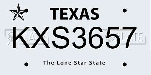 KXS3657 Texas License Plate