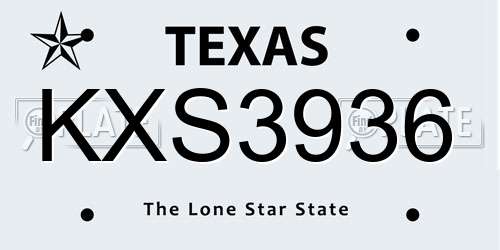 KXS3936 Texas License Plate