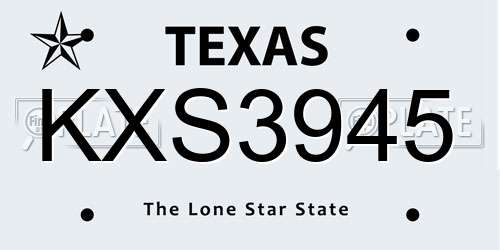 KXS3945 Texas License Plate