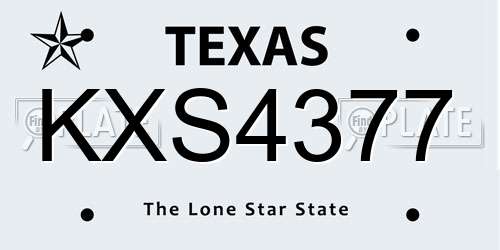 KXS4377 Texas License Plate