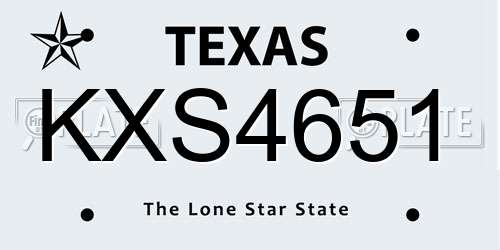 KXS4651 Texas License Plate