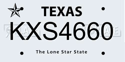 KXS4660 Texas License Plate