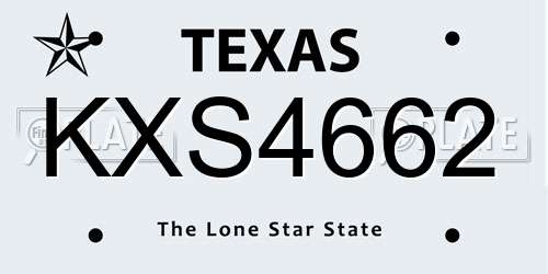 KXS4662 Texas License Plate