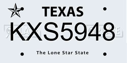 KXS5948 Texas License Plate