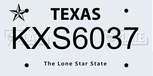 KXS6037 Texas License Plate