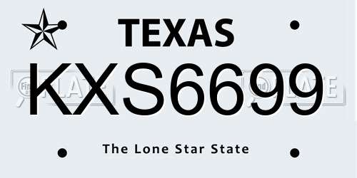 KXS6699 Texas License Plate