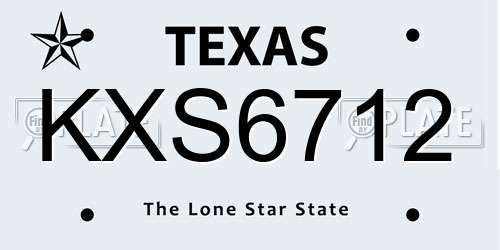 KXS6712 Texas License Plate