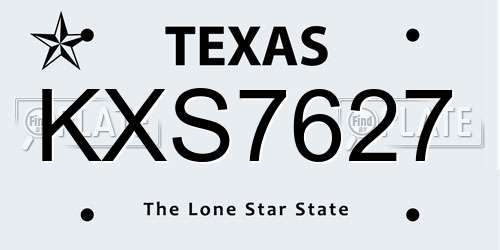 KXS7627 Texas License Plate