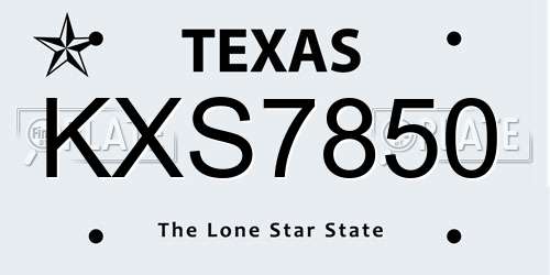 KXS7850 Texas License Plate