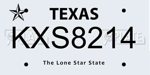 KXS8214 Texas License Plate