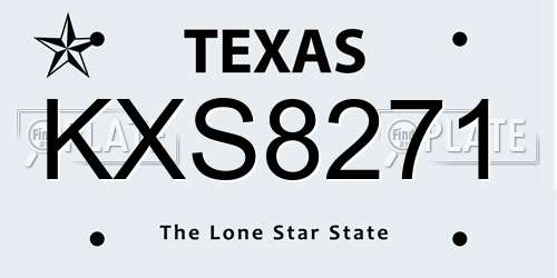 KXS8271 Texas License Plate