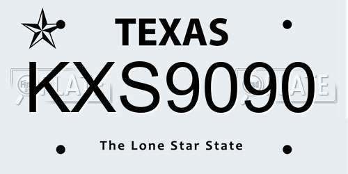 KXS9090 Texas License Plate