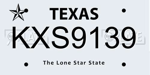 KXS9139 Texas License Plate