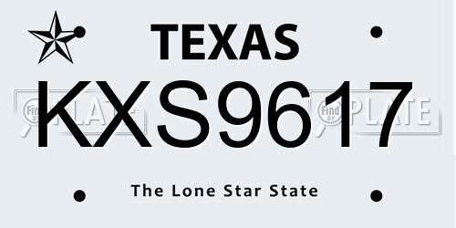KXS9617 Texas License Plate