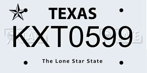KXT0599 Texas License Plate