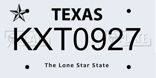 KXT0927 Texas License Plate