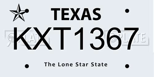 KXT1367 Texas License Plate