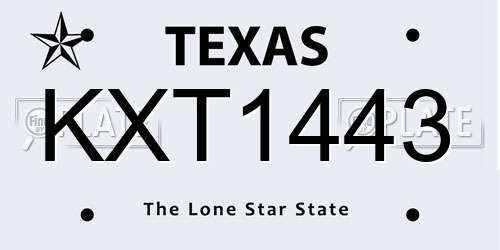 KXT1443 Texas License Plate