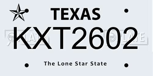 KXT2602 Texas License Plate