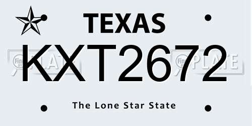 KXT2672 Texas License Plate