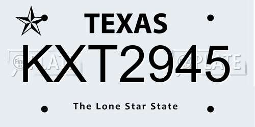 KXT2945 Texas License Plate