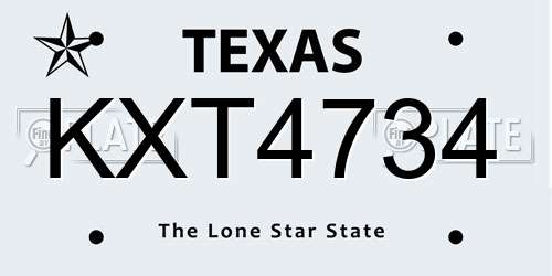 KXT4734 Texas License Plate