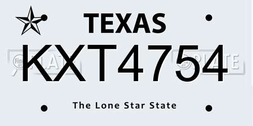 KXT4754 Texas License Plate