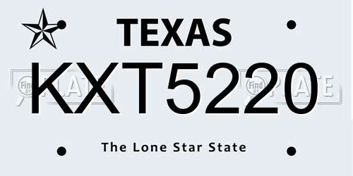 KXT5220 Texas License Plate