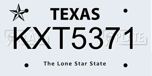 KXT5371 Texas License Plate