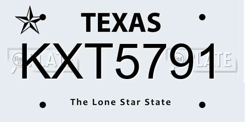 KXT5791 Texas License Plate