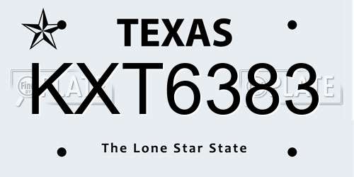 KXT6383 Texas License Plate