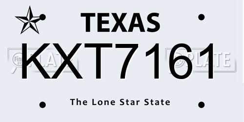 KXT7161 Texas License Plate