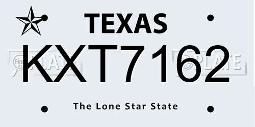 KXT7162 Texas License Plate