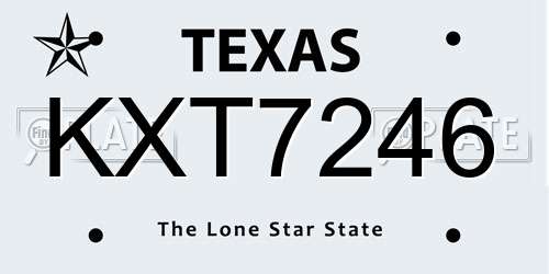 KXT7246 Texas License Plate