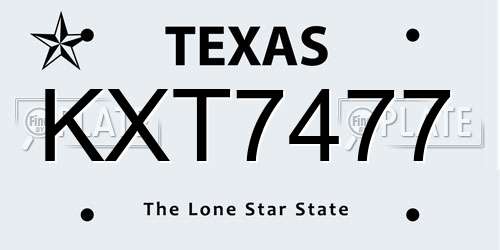 KXT7477 Texas License Plate
