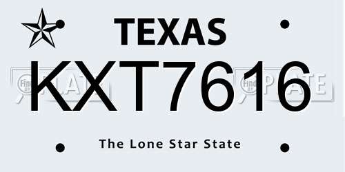 KXT7616 Texas License Plate