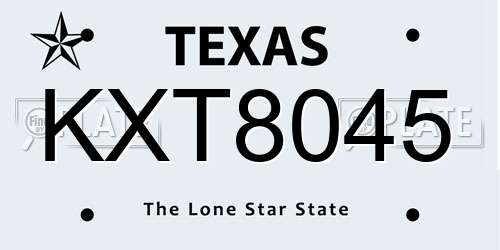 KXT8045 Texas License Plate